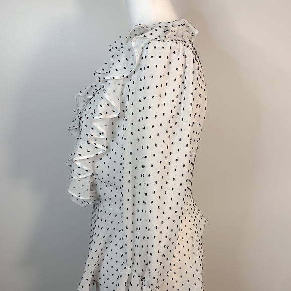 Maison Cinqcent Ruffled White & Polka Dots Blouse Size XS - Picture 5 of 11